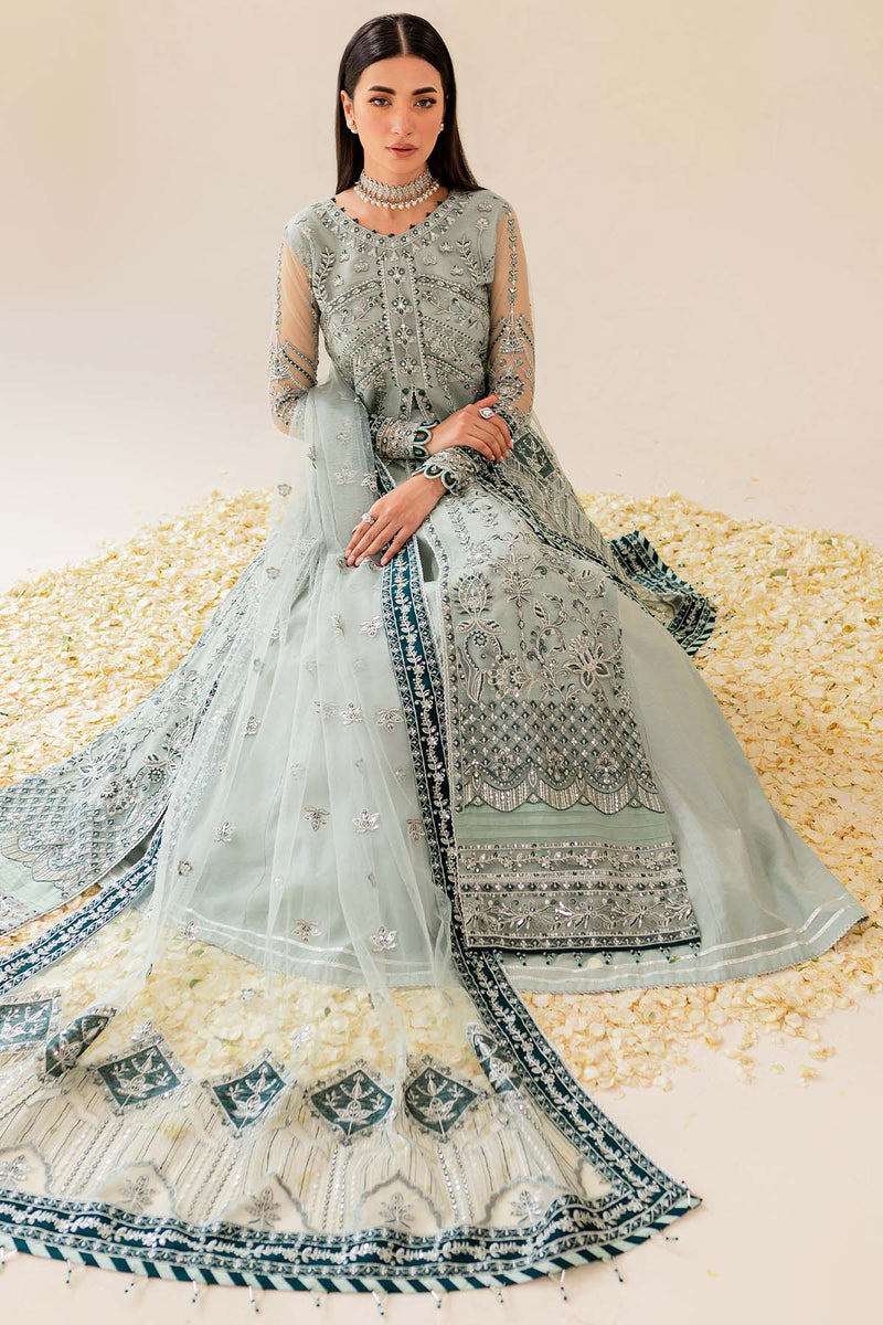 Farasha | Summer Weaves Embroidered Lawn | Pine Blue